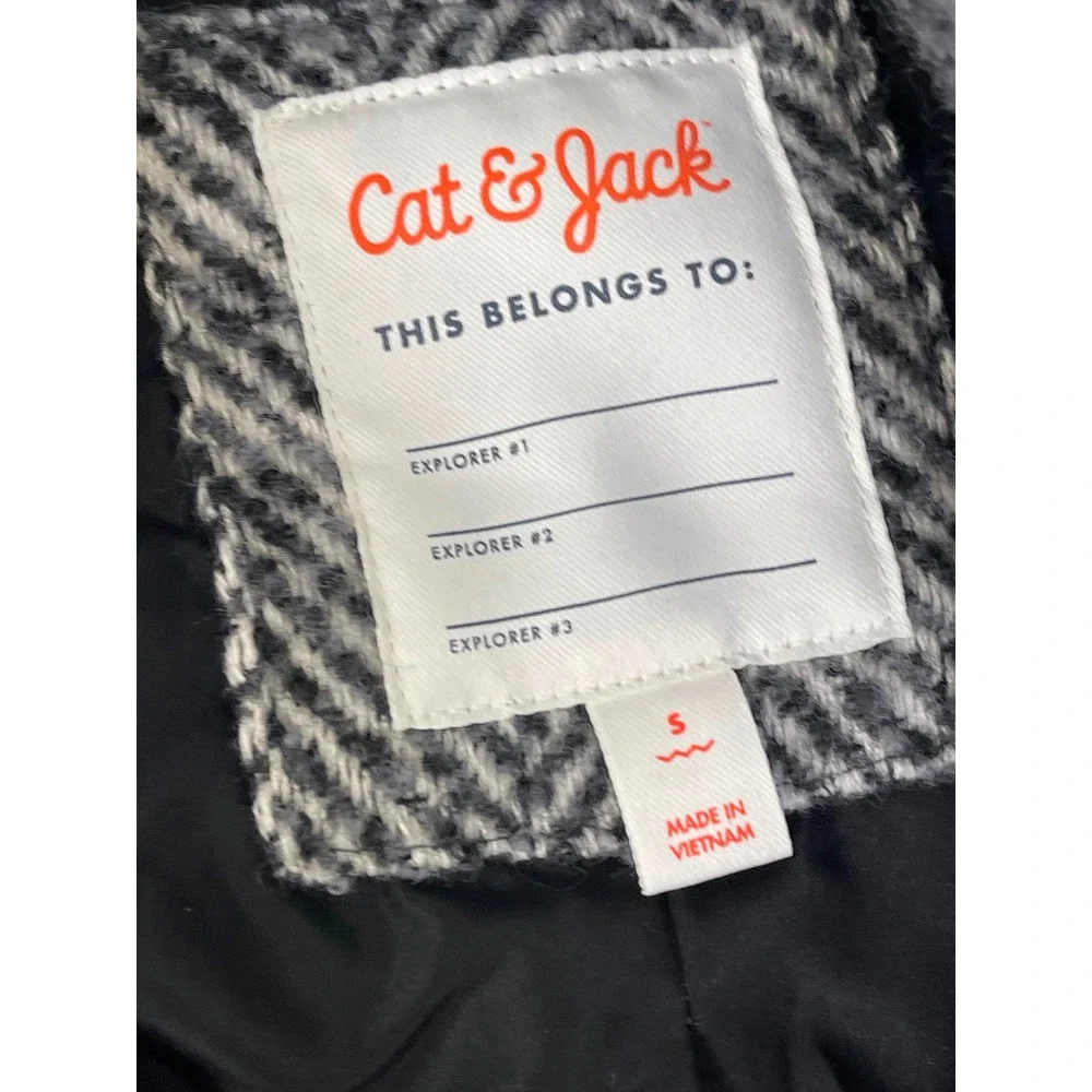 Cat & Jack Boys Charcoal Gray Double Breasted Pea Coat Jacket Size S 6/7